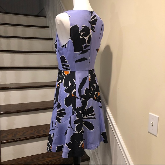 JCREW Lilac Navy Large Floral Sleeveless Round Neck Fit & Flare Dress Sz 6 NWT - Picture 4 of 13